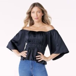 Sofia Jeans Off Shoulder Black Peplum Blouse M | Bell Sleeve